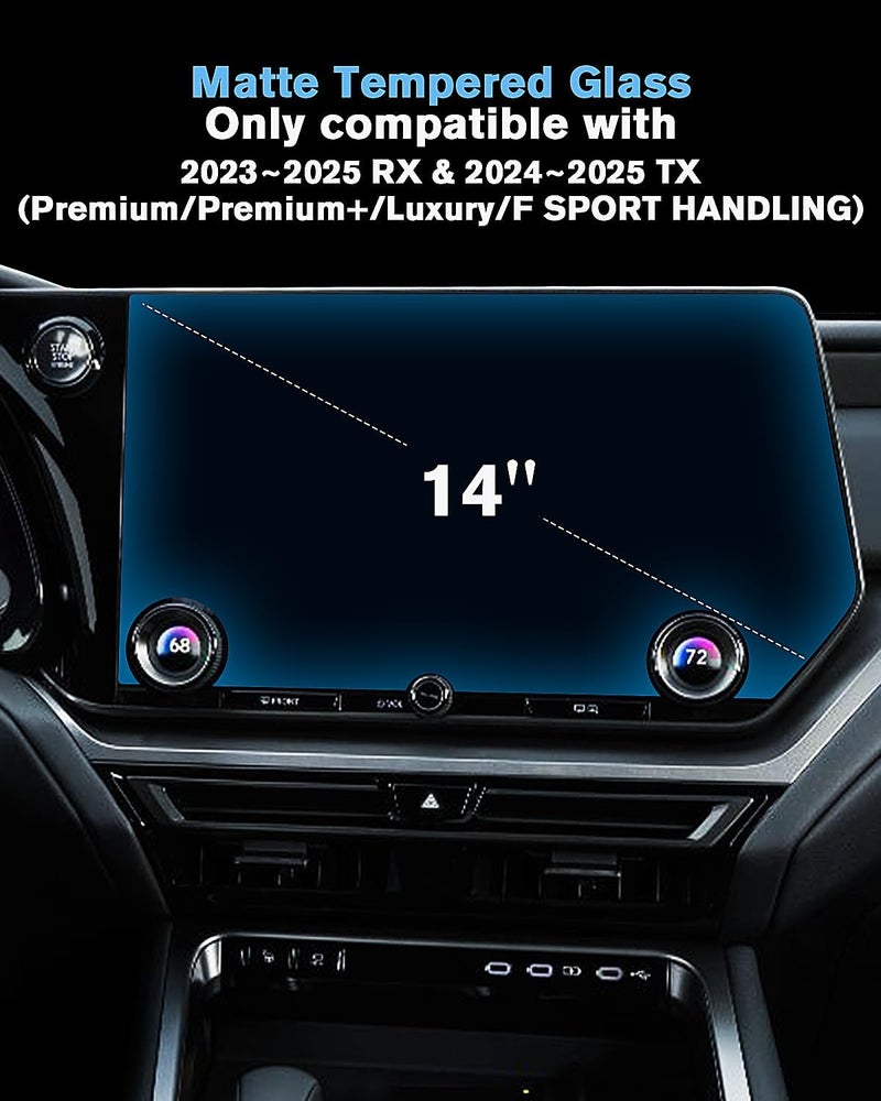 WEIPIN For Matte Anti Glare Tempered Glass 2023 2024 2025 2026 L exus RX & 2024 2025 2026 TX 14 Inch Touchscreen Screen Protector - RX & TX (Premium/Premium+/Luxury/F SPORT HANDLING) Accessories - Image 2